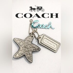 Coach Poppy Era Metallic Star Hang Tag Set Logo Charm Keychain